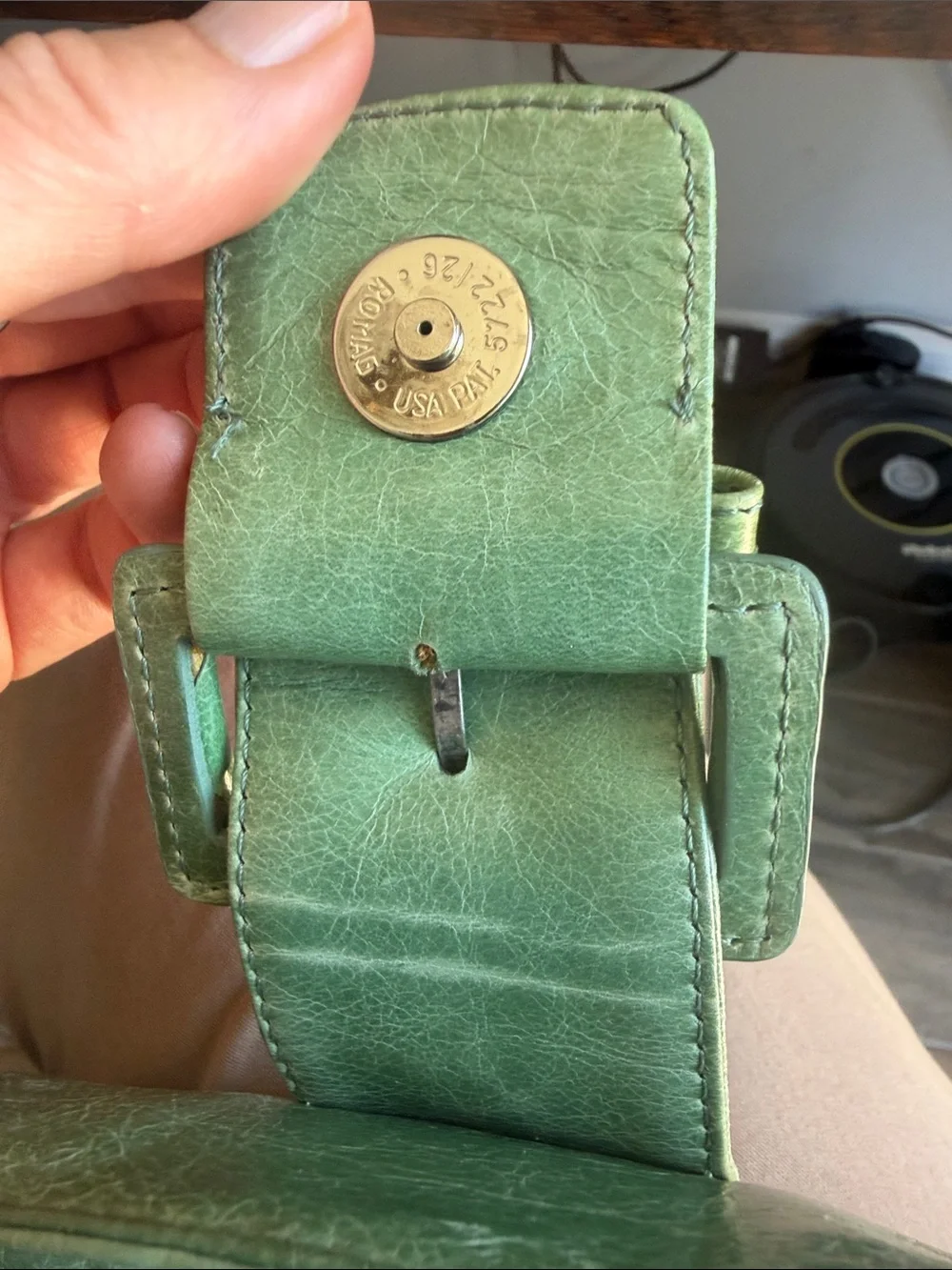 HOBO Green Leather Buckle Wristlet Clutch